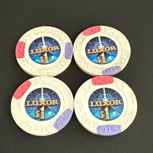 Vintage Luxor Las Vegas $1 Casino Chips – Lot of 4 Collectible